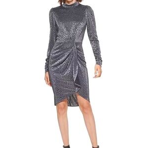 NWT CALVIN KLEIN Women's Metallic Ruffled Dress Size 8